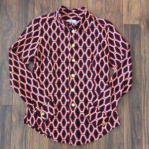 Jude Connally Button Up Blouse with gold buttons